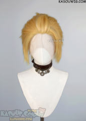 Lace Front>> pastel yellow all back spiky synthetic cosplay wig LFS-1/SP01