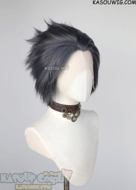 Lace Front>> bluish gray all back spiky synthetic cosplay wig LFS-1/SP29