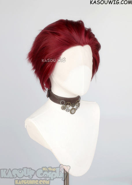 Lace Front>> carmine red all back spiky synthetic cosplay wig LFS-1/KA043