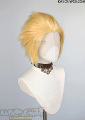 Lace Front>> pastel yellow all back spiky synthetic cosplay wig LFS-1/SP01