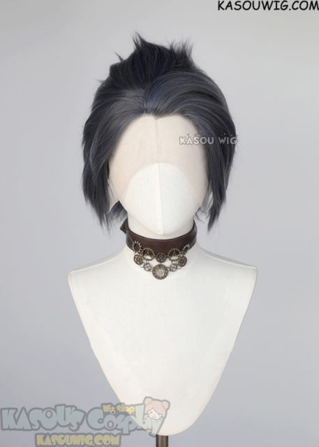 Lace Front>> bluish gray all back spiky synthetic cosplay wig LFS-1/SP29