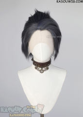 Lace Front>> bluish gray all back spiky synthetic cosplay wig LFS-1/SP29