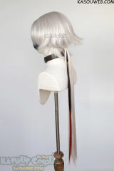 Genshin Impact The Knave Arlecchino 100cm long silver white wig with black streaks