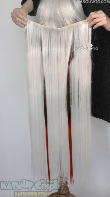 Genshin Impact The Knave Arlecchino 100cm long silver white wig with black streaks