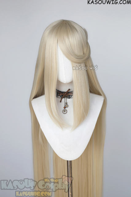150cm / 59" long straight versatile light cream blonde cosplay wig SP17