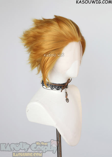 Lace Front>> light golden all back spiky synthetic cosplay wig LFS-1/KA013
