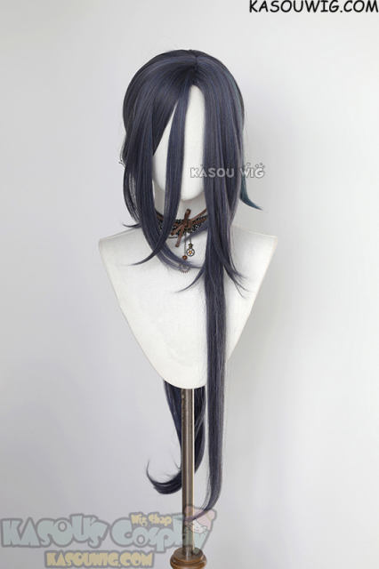 Genshin Impact Clorinde 100cm long deep blue ponytail straigh wig