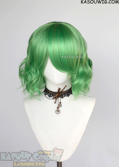 S-4 / KA060 light green loose beach waves lolita wig with bangs 35cm