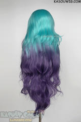 Lace Front>> League of Legends LOL Seraphine blue purple ombre wavy wig. 98cm long