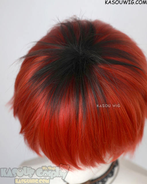Sousou no Frieren Stark short layered red wig with black roots