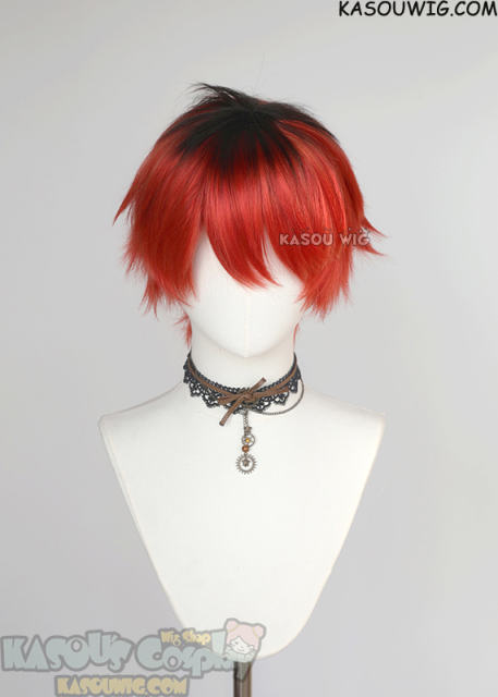 Sousou no Frieren Stark short layered red wig with black roots