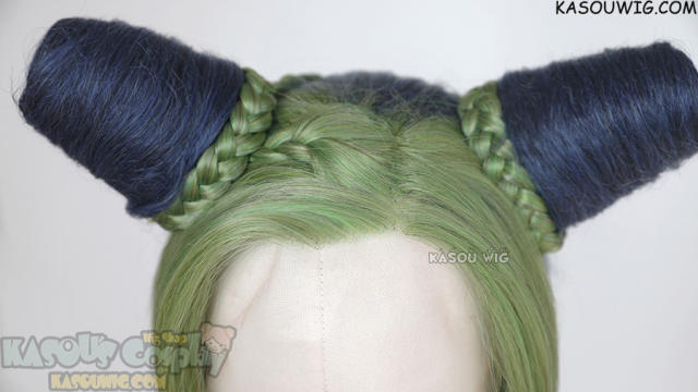 Lace Front>> JOJO JoJo's Bizarre Adventure Jolyne Kujoh blue green cosplay wig with buns