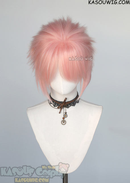 S-5 SP12 31cm/12.2" short pastel pink spiky layered cosplay wig