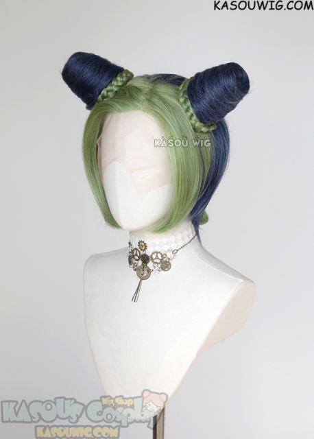 Lace Front>> JOJO JoJo's Bizarre Adventure Jolyne Kujoh blue green cosplay wig with buns