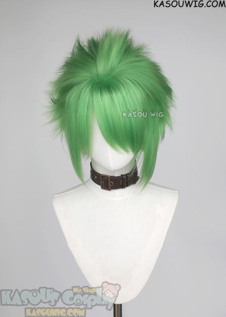 S-5 KA060 31cm/12.2" short light green spiky layered cosplay wig