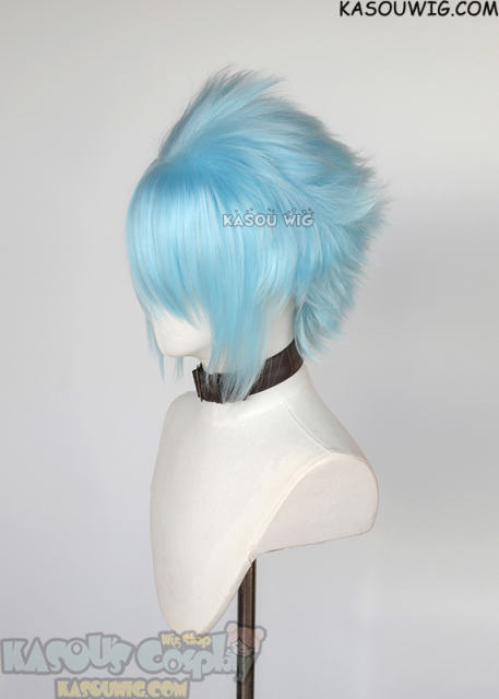 S-5 KA046 31cm/12.2" short light blue spiky layered cosplay wig