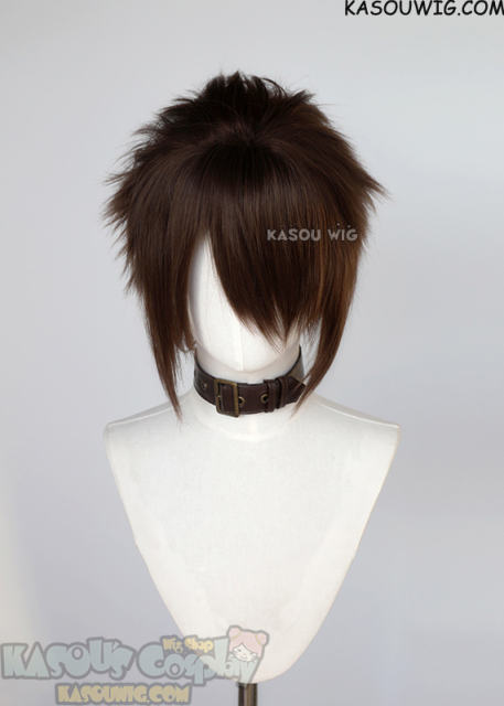S-5 KA028 31cm/12.2" short bistre brown spiky layered cosplay wig