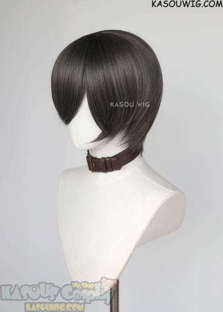 S-2 / SP09  dark gray short bob smooth cosplay wig with long bangs