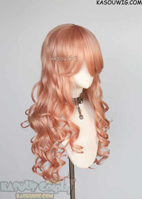L-1 / SP22 coral pink 75cm long curly wig