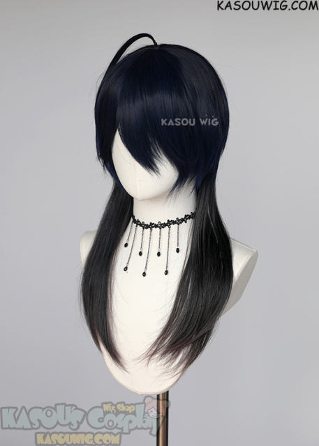Twisted Wonderland Malleus Draconia 62cm long black blue ombre wig