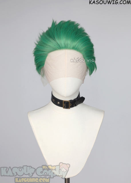 Lace Front>> One Piece Roronoa Zoro swept-back green short wig