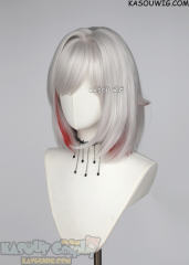 Honkai: Star Rail Topaz silver and red bob cosplay wig