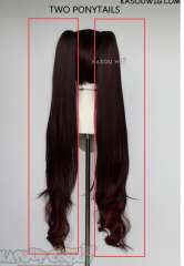 Genshin Impact Hu Tao pigtail brown red ombre wavy wig. ver 2