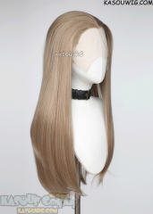 Lace Front>> ash blonde 76cm long slicked-back straight synthetic cosplay wig LFL-2/KA015
