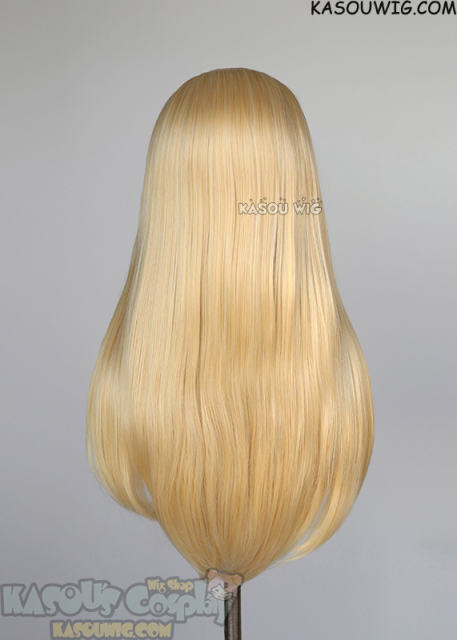 Lace Front>> yellow blonde 76cm long slicked-back straight synthetic cosplay wig LFL-2/KA008