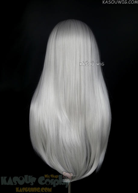 Lace Front>> silver white 76cm long slicked-back straight synthetic cosplay wig LFL-2/KA002