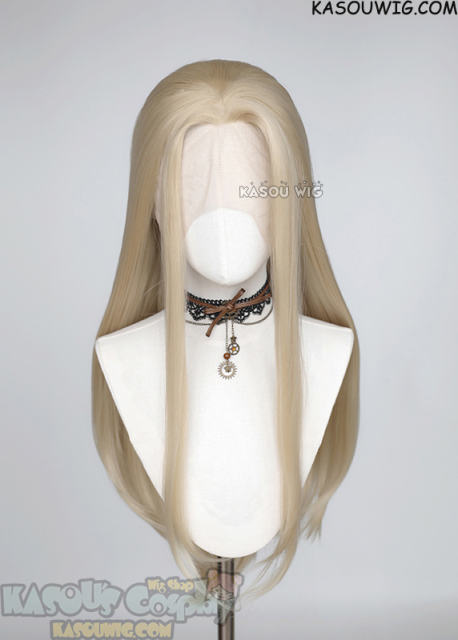 Lace Front>> light blonde 76cm long slicked-back straight synthetic cosplay wig LFL-2/KA006