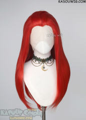 Lace Front>> vermillion red 76cm long slicked-back straight synthetic cosplay wig LFL-2/KA040