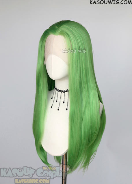 Lace Front>> light green 76cm long slicked-back straight synthetic cosplay wig LFL-2/KA060