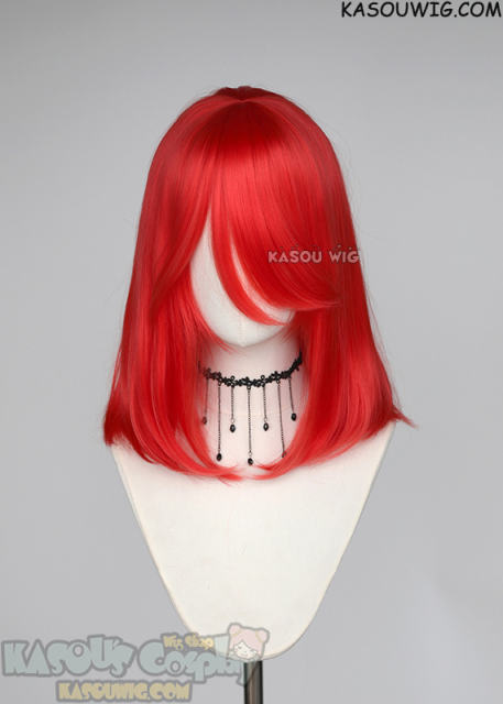 M-1/ KA039 bright red shoulder- length bob wig suitable for daily use