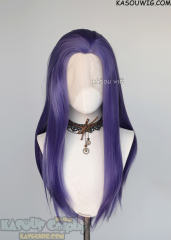 Lace Front>> cool purple 76cm long slicked-back straight synthetic cosplay wig LFL-2/KA057