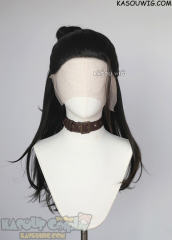 Lace Front>> JJK Jujutsu Kaisen Suguru Geto long layered black cosplay wig with bun