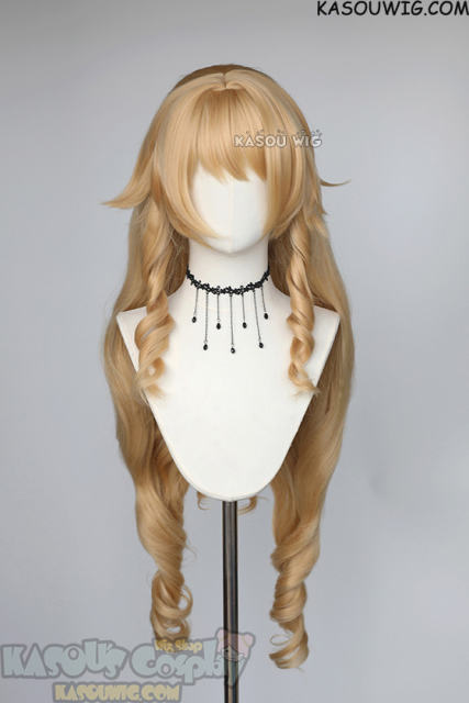 Genshin Impact Navia 100cm long blonde curly wig