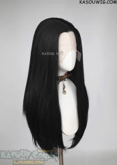 Lace Front>> jet black 76cm long slicked-back straight synthetic cosplay wig LFL-2/KA032 Sir Pentious