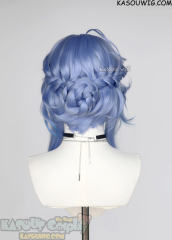 Genshin Impact Twilight Blossom Ganyu braided bun wig dyed blue ombre color