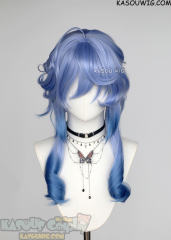 Genshin Impact Twilight Blossom Ganyu braided bun wig dyed blue ombre color
