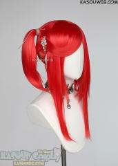 M-2/ KA039┇50CM / 19.7" bright red pigtail base wig with long bangs