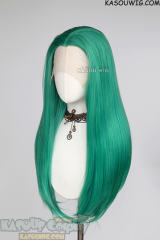 Lace Front>> emerald green 76cm long slicked-back straight synthetic cosplay wig LFL-2/KA062