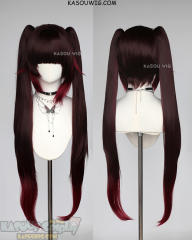 Honkai: Star Rail Sparkle 100cm long clip-on ponytails wig reddish brown to red ombre