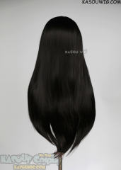 Lace Front>> natural black 76cm long slicked-back straight wig LFL-2/KA031A