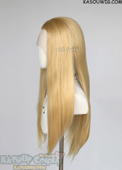 Lace Front>> honey butter blonde 76cm long slicked-back straight wig LFL-2/KA011