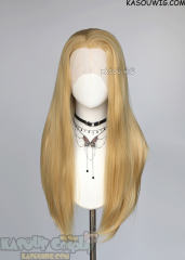 Lace Front>> honey butter blonde 76cm long slicked-back straight wig LFL-2/KA011
