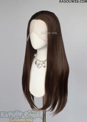 Alien Stage Hyuna Lace Front>> bistre brown 76cm long slicked-back straight wig LFL-2/KA028