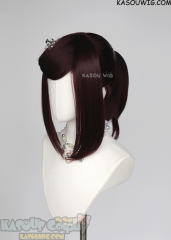 S-3 / KA058 dark reddish brown ponytail base wig with long bangs.