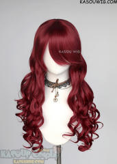 L-1 / KA043 Carmine red 75cm long curly wig