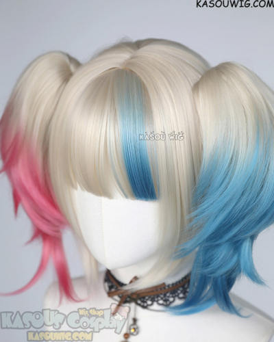 Isekai Suicide Squad Harley Quinn blonde ponytails wig